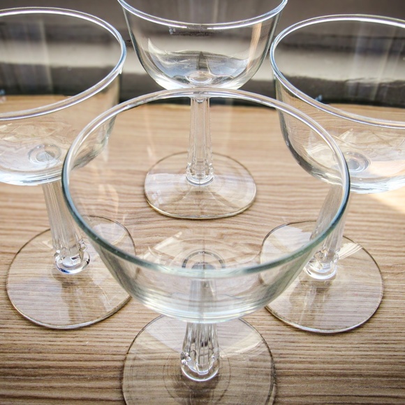 4 Vintage Mid-Century Cocktail Glasses-Column Stem-Retro Bar Wine Glasses-Goblet - Picture 3 of 4